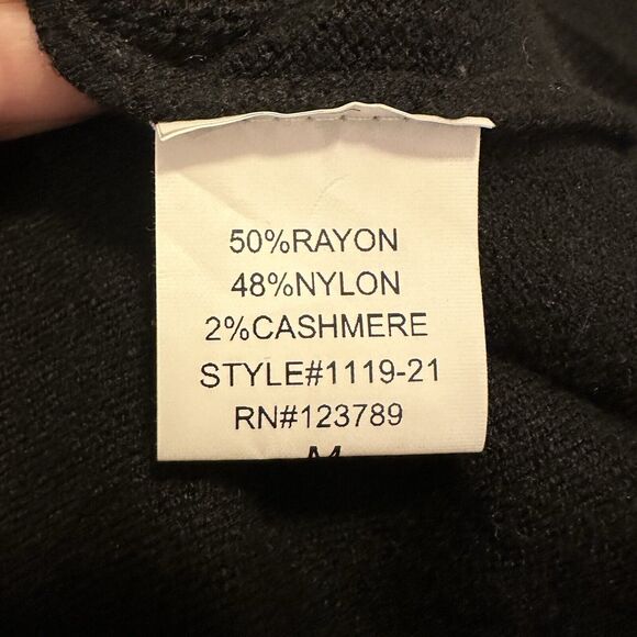 Karlie Women M Sweater Dress Midi Cashmere Blend Mock Neck Long Sleeve Black - Picture 8 of 12